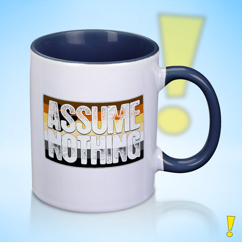 Assume Nothing Bear Pride Flag Color Accent Mug