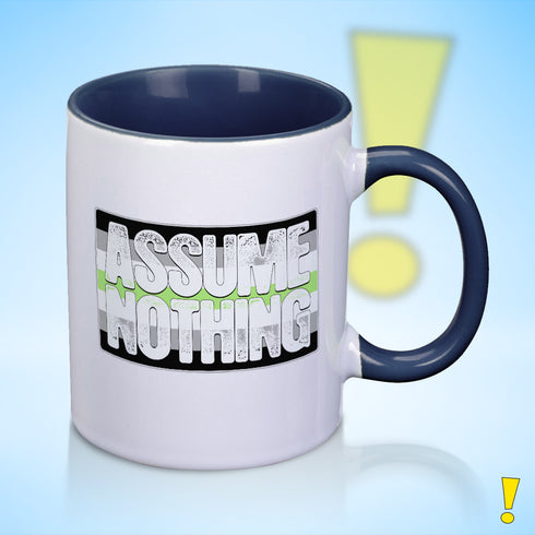 Assume Nothing Agender Pride Flag Color Accent Mug