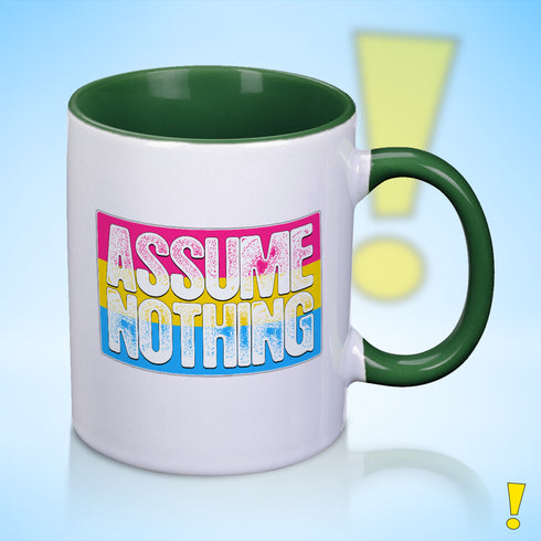 Assume Nothing Pansexual Pride Flag Color Accent Mug