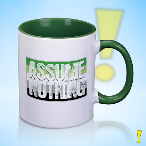Assume Nothing Aromantic Aro Pride Flag Color Accent Mug