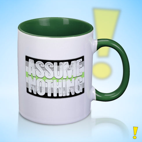 Assume Nothing Agender Pride Flag Color Accent Mug