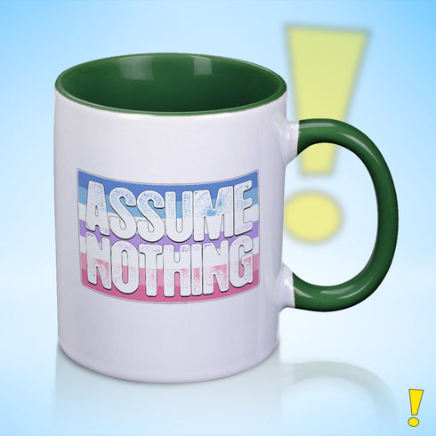 Assume Nothing Bigender Pride Flag Color Accent Mug