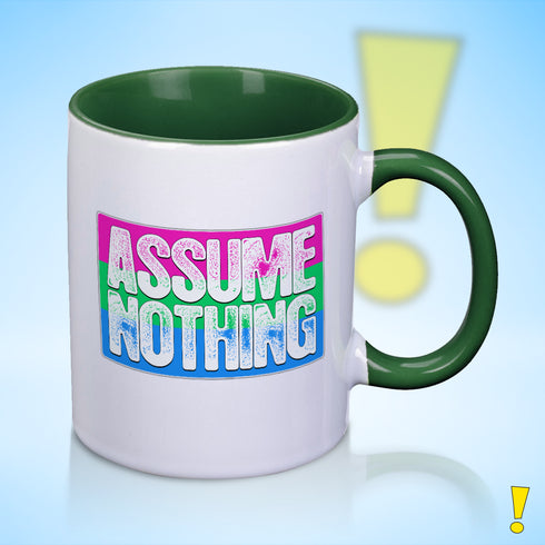 Assume Nothing Polysexual Pride Flag Color Accent Mug