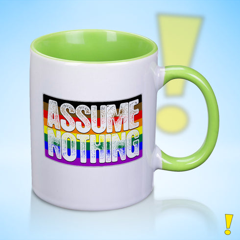 Assume Nothing Philly LGBTQ Rainbow Pride Flag Color Accent Mug