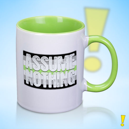 Assume Nothing Agender Pride Flag Color Accent Mug