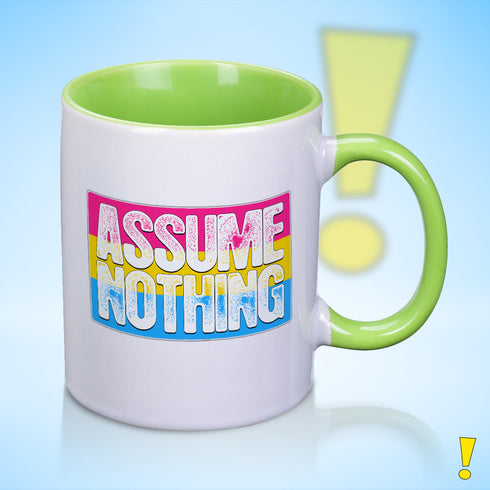 Assume Nothing Pansexual Pride Flag Color Accent Mug