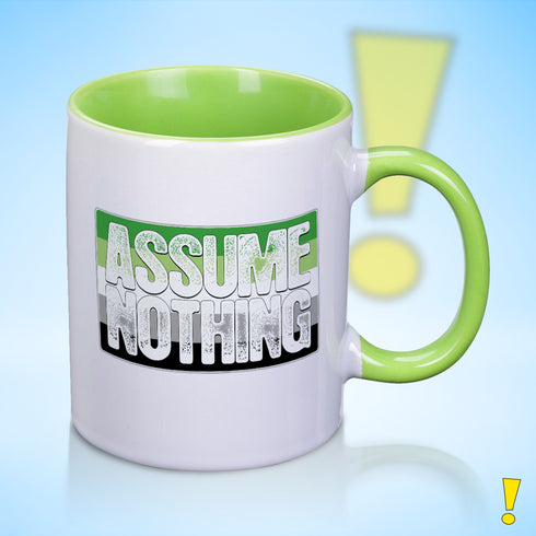 Assume Nothing Aromantic Aro Pride Flag Color Accent Mug