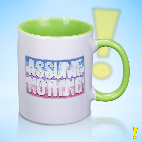 Assume Nothing Bigender Pride Flag Color Accent Mug