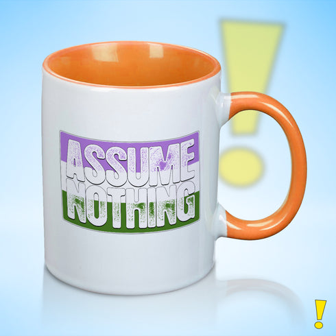 Assume Nothing Genderqueer Pride Flag Color Accent Mug