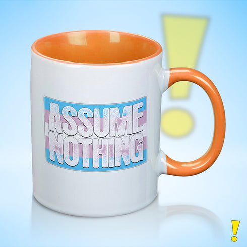 Assume Nothing Transgender Trans Pride Flag Color Accent Mug