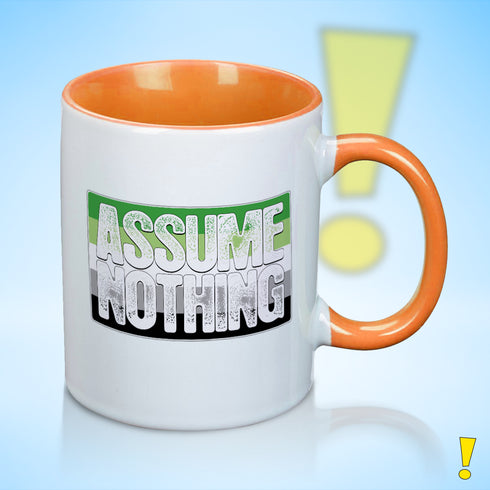 Assume Nothing Aromantic Aro Pride Flag Color Accent Mug