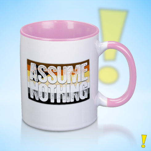 Assume Nothing Bear Pride Flag Color Accent Mug