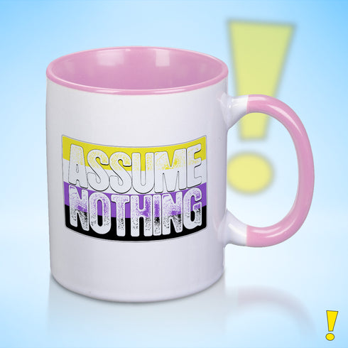 Assume Nothing Nonbinary Pride Flag Color Accent Mug
