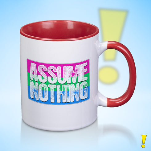 Assume Nothing Polysexual Pride Flag Color Accent Mug