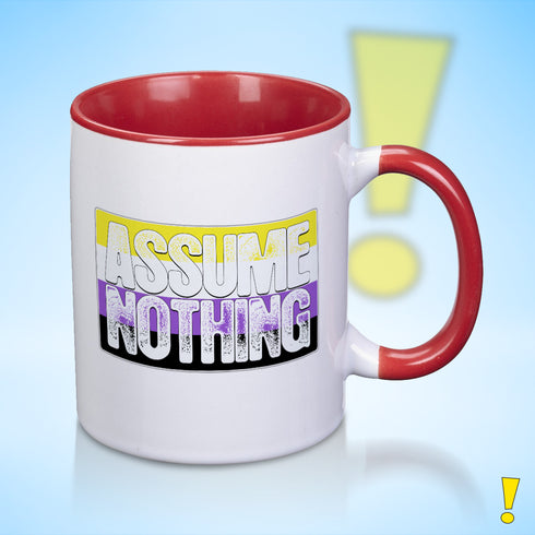 Assume Nothing Nonbinary Pride Flag Color Accent Mug