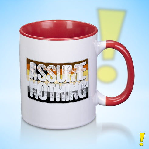 Assume Nothing Bear Pride Flag Color Accent Mug