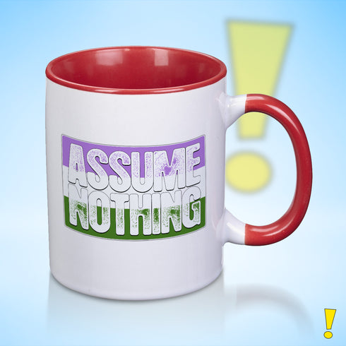 Assume Nothing Genderqueer Pride Flag Color Accent Mug