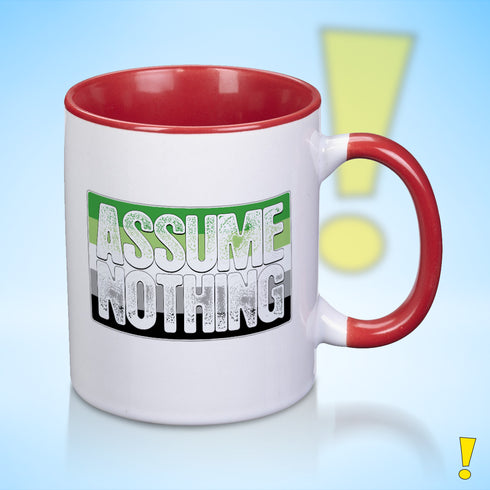 Assume Nothing Aromantic Aro Pride Flag Color Accent Mug