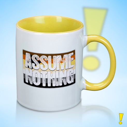 Assume Nothing Bear Pride Flag Color Accent Mug