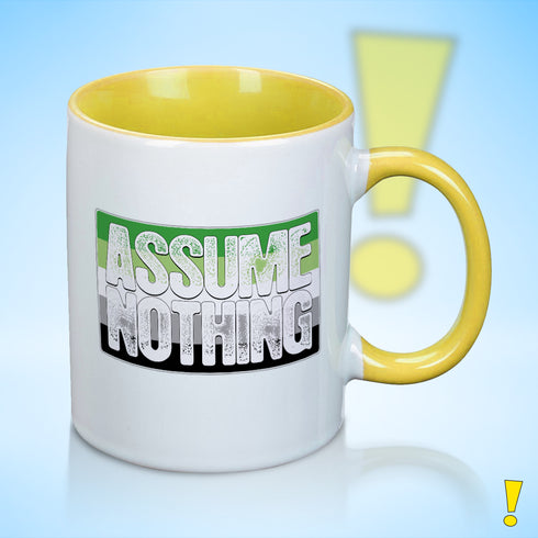 Assume Nothing Aromantic Aro Pride Flag Color Accent Mug