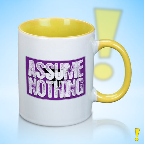 Assume Nothing Lesbian Labrys Pride Flag Color Accent Mug
