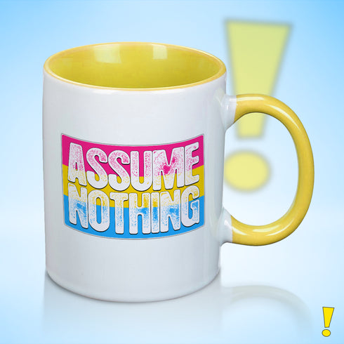 Assume Nothing Pansexual Pride Flag Color Accent Mug