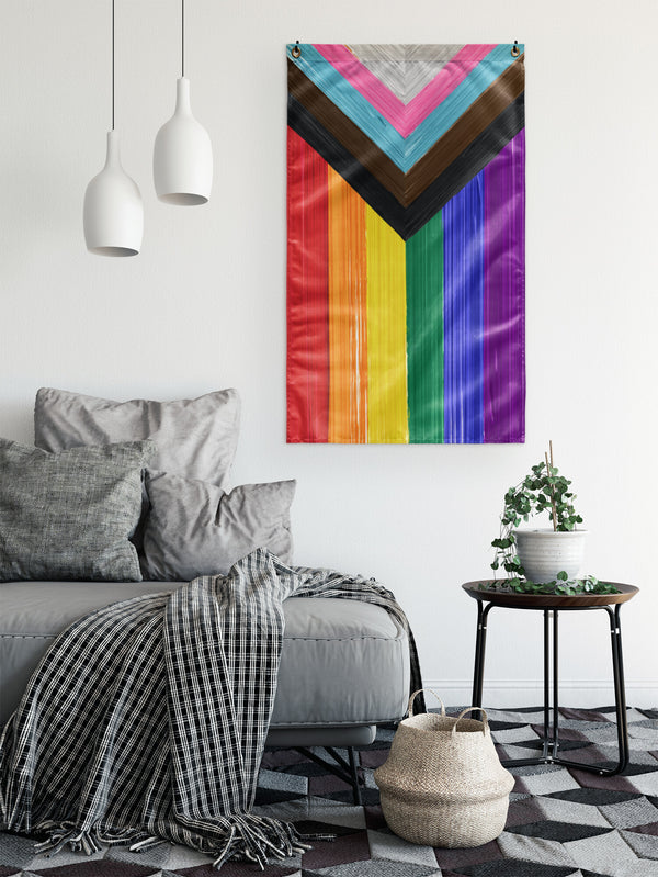 LGBTQ Progress Pride Brush Stroke Wall Flag