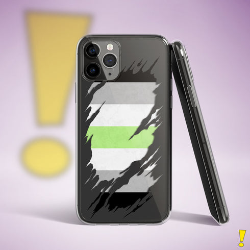 Agender Pride Flag Ripped Reveal Clear Case for iPhone®