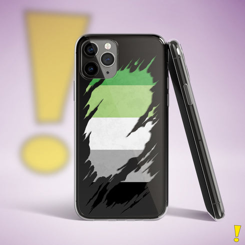 Aromantic Pride Flag Ripped Reveal Clear Case for iPhone®