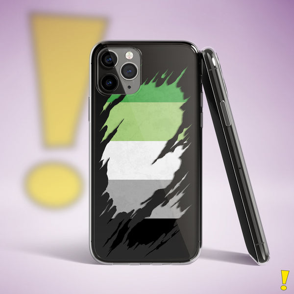 Aromantic Pride Flag Ripped Reveal Clear Case for iPhone®