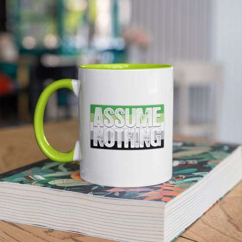 Assume Nothing Aromantic Aro Pride Flag Color Accent Mug