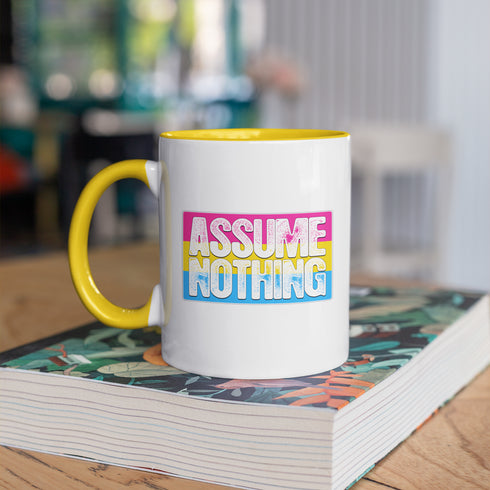 Assume Nothing Pansexual Pride Flag Color Accent Mug