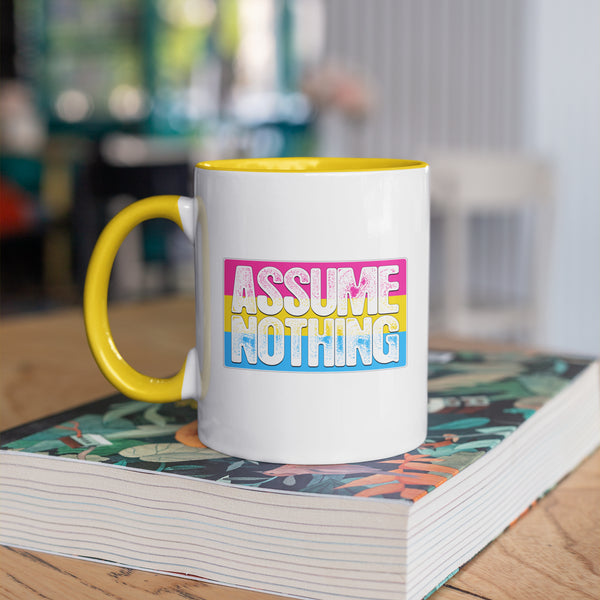 Assume Nothing Pansexual Pride Flag Color Accent Mug