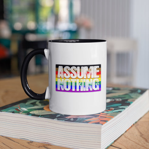Assume Nothing Philly LGBTQ Rainbow Pride Flag Color Accent Mug