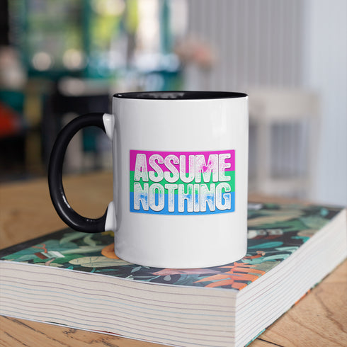 Assume Nothing Polysexual Pride Flag Color Accent Mug