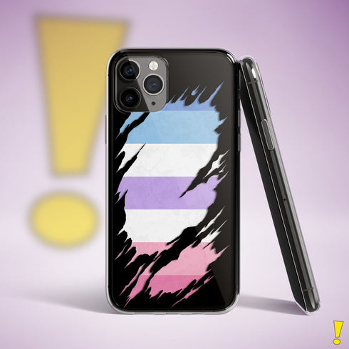 Bigender Pride Flag Ripped Reveal Clear Case for iPhone®