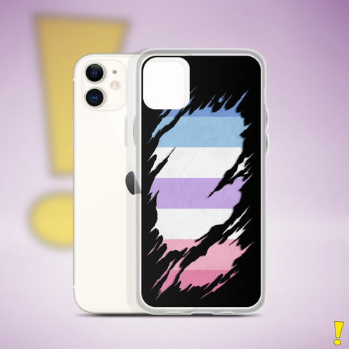 Bigender Pride Flag Ripped Reveal Clear Case for iPhone®