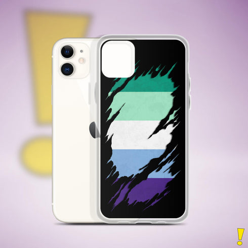 Gay Male Pride Flag Ripped Reveal Clear Case for iPhone®