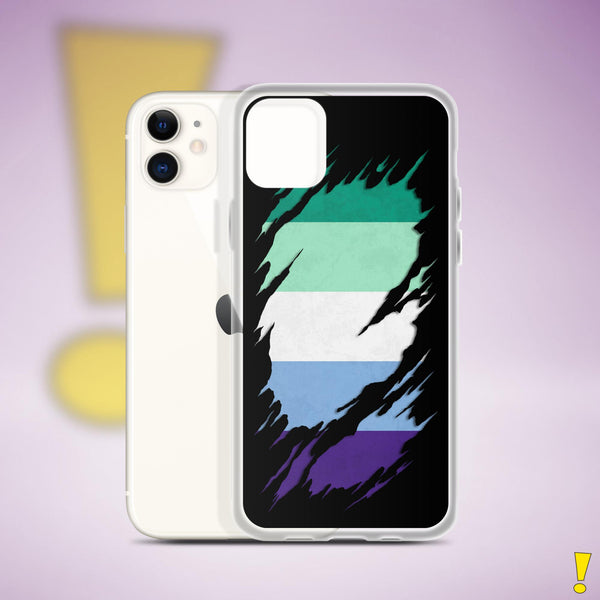 Gay Male Pride Flag Ripped Reveal Clear Case for iPhone®