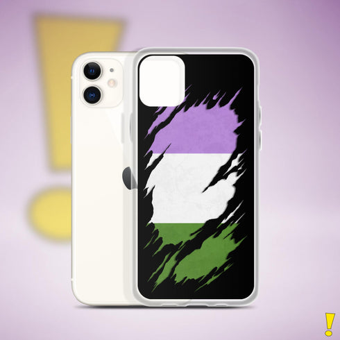 Genderqueer Pride Flag Ripped Reveal Clear Case for iPhone®