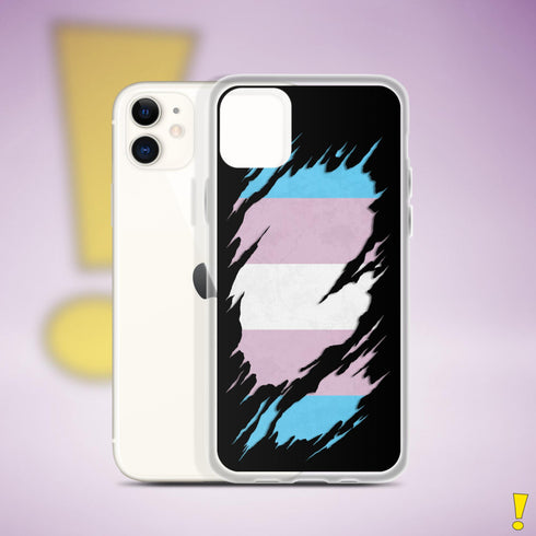 Transgender Pride Flag Ripped Reveal Clear Case for iPhone®