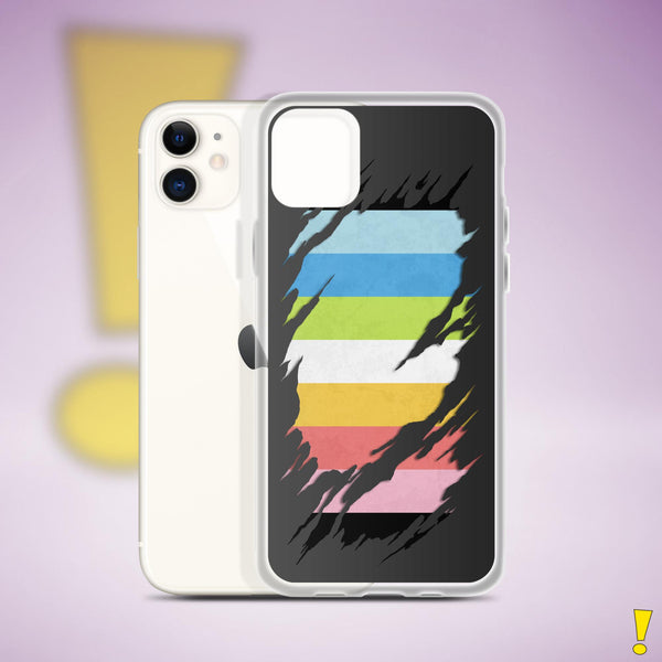 Queer Pride Flag Ripped Reveal Clear Case for iPhone®