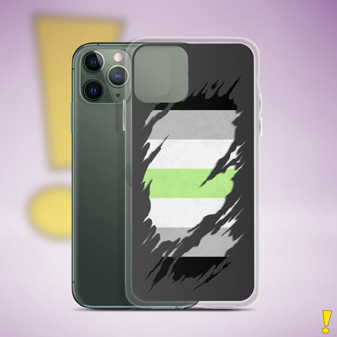 Agender Pride Flag Ripped Reveal Clear Case for iPhone®