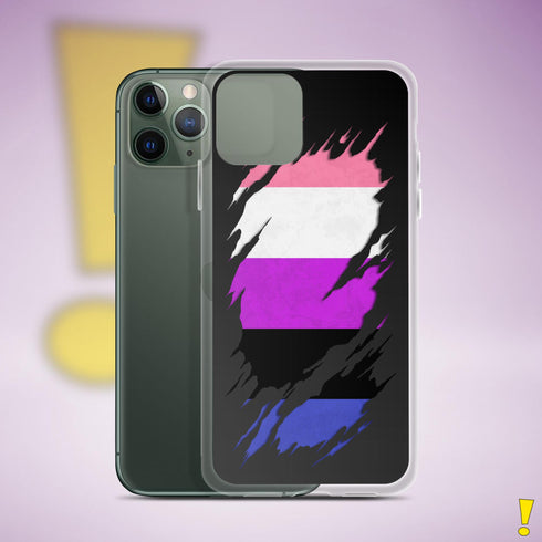Genderfluid Pride Flag Ripped Reveal Clear Case for iPhone®