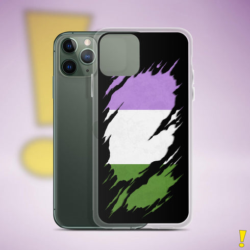 Genderqueer Pride Flag Ripped Reveal Clear Case for iPhone®