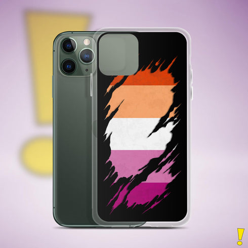 Lesbian Pride Flag Ripped Reveal Clear Case for iPhone®