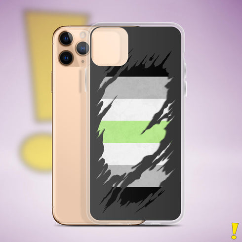 Agender Pride Flag Ripped Reveal Clear Case for iPhone®