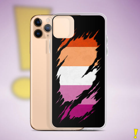 Lesbian Pride Flag Ripped Reveal Clear Case for iPhone®