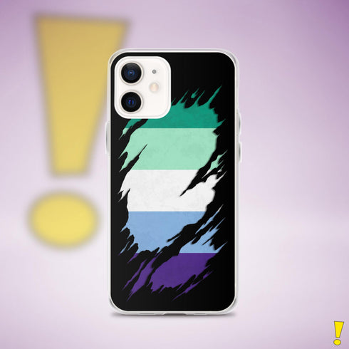 Gay Male Pride Flag Ripped Reveal Clear Case for iPhone®