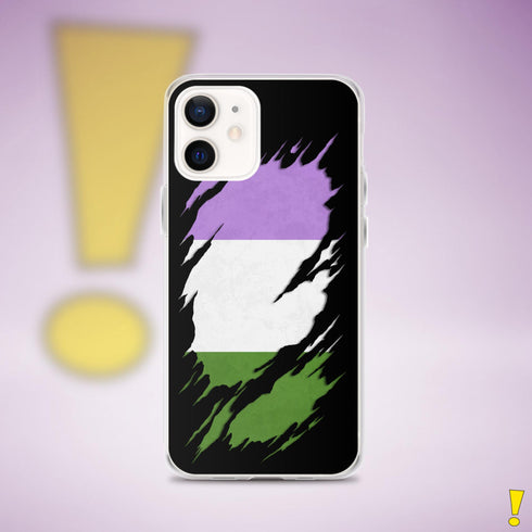Genderqueer Pride Flag Ripped Reveal Clear Case for iPhone®